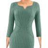 imageVFSHOW Womens Notch V Neck Office Business Work Slim Fit Sheath Pencil DressGreen Knit