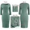 imageVFSHOW Womens Notch V Neck Office Business Work Slim Fit Sheath Pencil DressGreen Knit