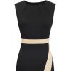 imageVFSHOW Womens Pleated Crew Neck Front Split Work Business Office Party Bodycon Pencil Sheath DressBlack and Beige