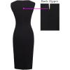 imageVFSHOW Womens Pleated Crew Neck Front Split Work Business Office Party Bodycon Pencil Sheath DressBlack and Beige