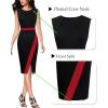 imageVFSHOW Womens Pleated Crew Neck Front Split Work Business Office Party Bodycon Pencil Sheath DressBlack and Red