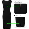 imageVFSHOW Womens Pleated Crew Neck Front Split Work Business Office Party Bodycon Pencil Sheath DressBlack and Red