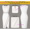 imageVFSHOW Womens Pleated Crew Neck Front Split Work Business Office Party Bodycon Pencil Sheath DressOff Whiteblack Piping