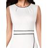 imageVFSHOW Womens Pleated Crew Neck Front Split Work Business Office Party Bodycon Pencil Sheath DressOff Whiteblack Piping