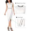 imageVFSHOW Womens Pleated Crew Neck Front Split Work Business Office Party Bodycon Pencil Sheath DressOff Whiteblack Piping