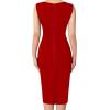 imageVFSHOW Womens Pleated Crew Neck Front Split Work Business Office Party Bodycon Pencil Sheath DressRed and Black
