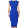 imageVFSHOW Womens Pleated Crew Neck Front Split Work Business Office Party Bodycon Pencil Sheath DressRoyal Blue and Black