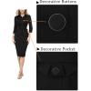 imageVFSHOW Womens Work Business Dresses Collared Notch Neck Office Buttons Peplum Slimming Sheath Pencil DressBlack