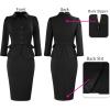 imageVFSHOW Womens Work Business Dresses Collared Notch Neck Office Buttons Peplum Slimming Sheath Pencil DressBlack