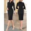 imageVFSHOW Womens Work Business Dresses Collared Notch Neck Office Buttons Peplum Slimming Sheath Pencil DressBlack