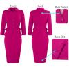 imageVFSHOW Womens Work Business Dresses Collared Notch Neck Office Buttons Peplum Slimming Sheath Pencil DressHot Pink