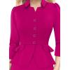 imageVFSHOW Womens Work Business Dresses Collared Notch Neck Office Buttons Peplum Slimming Sheath Pencil DressHot Pink