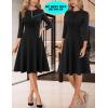 imageVFSHOW Womens Work Office Business Casual Church V Neck Zipper Elegant Interview Cocktail Fit and Flare A Line DressBlack