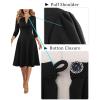 imageVFSHOW Womens Work Office Business Casual Church V Neck Zipper Elegant Interview Cocktail Fit and Flare A Line DressBlack