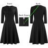 imageVFSHOW Womens Work Office Business Casual Church V Neck Zipper Elegant Interview Cocktail Fit and Flare A Line DressBlack