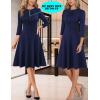 imageVFSHOW Womens Work Office Business Casual Church V Neck Zipper Elegant Interview Cocktail Fit and Flare A Line DressNavy Blue