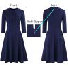 imageVFSHOW Womens Work Office Business Casual Church V Neck Zipper Elegant Interview Cocktail Fit and Flare A Line DressNavy Blue