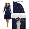 imageVFSHOW Womens Work Office Business Casual Church V Neck Zipper Elegant Interview Cocktail Fit and Flare A Line DressNavy Blue