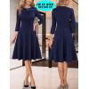 imageVFSHOW Womens Work Office Business Casual Church V Neck Zipper Elegant Interview Cocktail Fit and Flare A Line DressNavy Blue