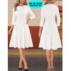 imageVFSHOW Womens Work Office Business Casual Church V Neck Zipper Elegant Interview Cocktail Fit and Flare A Line DressOffwhite