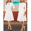 imageVFSHOW Womens Work Office Business Casual Church V Neck Zipper Elegant Interview Cocktail Fit and Flare A Line DressOffwhite