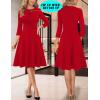 imageVFSHOW Womens Work Office Business Casual Church V Neck Zipper Elegant Interview Cocktail Fit and Flare A Line DressRed