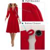 imageVFSHOW Womens Work Office Business Casual Church V Neck Zipper Elegant Interview Cocktail Fit and Flare A Line DressRed
