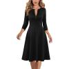 imageVFSHOW Womens Work Office Business Casual Church V Neck Zipper Elegant Interview Cocktail Fit and Flare A Line DressBlack
