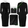 imageVFSHOW Womens 2024 Business Church Vintage Work Office Faux Wrap V Neck Slim Bodycon Pencil DressBlackb