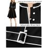 imageVFSHOW Womens 2024 Business Work Office 34 Sleeve Pockets Belted Buttons Elegant Fit and Flare ALine DressBlack With White Piping