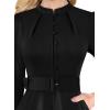 imageVFSHOW Womens 2024 Business Work Office 34 Sleeve Pockets Belted Buttons Elegant Fit and Flare ALine DressBlackb