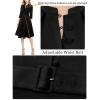 imageVFSHOW Womens 2024 Business Work Office 34 Sleeve Pockets Belted Buttons Elegant Fit and Flare ALine DressBlackb