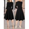 imageVFSHOW Womens 2024 Business Work Office 34 Sleeve Pockets Belted Buttons Elegant Fit and Flare ALine DressBlackb