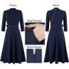 imageVFSHOW Womens 2024 Business Work Office 34 Sleeve Pockets Belted Buttons Elegant Fit and Flare ALine DressDark Blueb