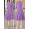imageVFSHOW Womens 2024 Business Work Office 34 Sleeve Pockets Belted Buttons Elegant Fit and Flare ALine DressLight Purple