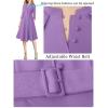 imageVFSHOW Womens 2024 Business Work Office 34 Sleeve Pockets Belted Buttons Elegant Fit and Flare ALine DressLight Purple