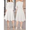 imageVFSHOW Womens 2024 Business Work Office 34 Sleeve Pockets Belted Buttons Elegant Fit and Flare ALine DressOffwhite