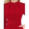 imageVFSHOW Womens 2024 Business Work Office 34 Sleeve Pockets Belted Buttons Elegant Fit and Flare ALine DressRed