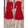 imageVFSHOW Womens 2024 Business Work Office 34 Sleeve Pockets Belted Buttons Elegant Fit and Flare ALine DressRed