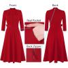 imageVFSHOW Womens 2024 Business Work Office 34 Sleeve Pockets Belted Buttons Elegant Fit and Flare ALine DressRed