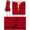 imageVFSHOW Womens 2024 Business Work Office 34 Sleeve Pockets Belted Buttons Elegant Fit and Flare ALine DressRed