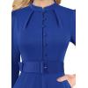imageVFSHOW Womens 2024 Business Work Office 34 Sleeve Pockets Belted Buttons Elegant Fit and Flare ALine DressRoyal Blue