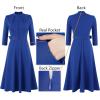 imageVFSHOW Womens 2024 Business Work Office 34 Sleeve Pockets Belted Buttons Elegant Fit and Flare ALine DressRoyal Blue