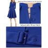 imageVFSHOW Womens 2024 Business Work Office 34 Sleeve Pockets Belted Buttons Elegant Fit and Flare ALine DressRoyal Blue