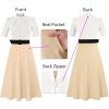 imageVFSHOW Womens 2024 Business Work Office Pockets Belted Buttons Elegant Fit and Flare ALine DressOff Whiteblackbeige