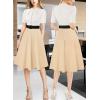 imageVFSHOW Womens 2024 Business Work Office Pockets Belted Buttons Elegant Fit and Flare ALine DressOff Whiteblackbeige