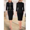 imageVFSHOW Womens 2024 Fall Winter Office Business Work Church Dresses Tweed Peplum Slimming Bodycon Pencil Sheath DressBlack