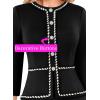 imageVFSHOW Womens 2024 Fall Winter Office Business Work Church Dresses Tweed Peplum Slimming Bodycon Pencil Sheath DressBlack