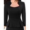 imageVFSHOW Womens 2024 Square Neck Peplum Work Business Office Slim Pencil Sheath DressBlack