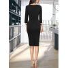 imageVFSHOW Womens 2024 Square Neck Peplum Work Business Office Slim Pencil Sheath DressBlack